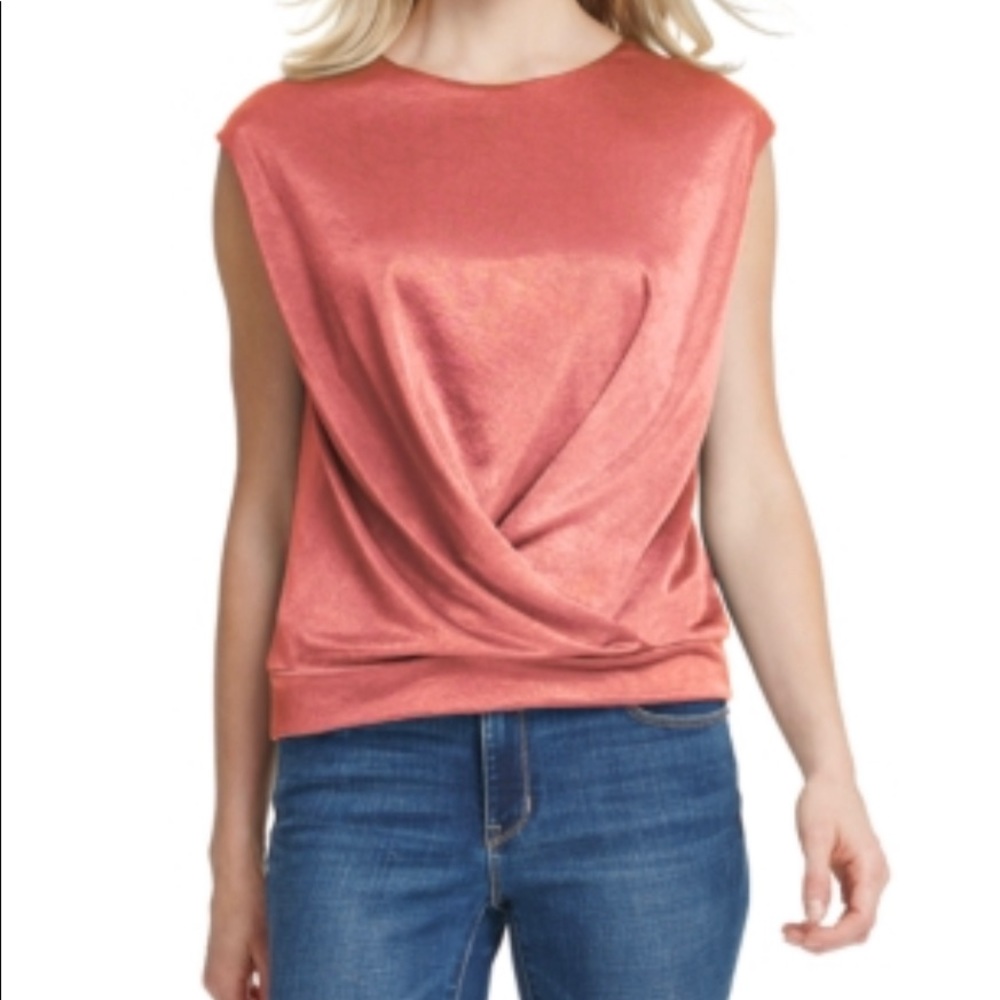 NWT DKNY overlap cap sleeve, Winter Rose - Size L - Picture 3 of 4